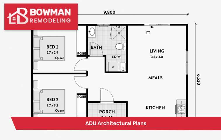 Architectural plans for an Accessory Dwelling Unit (ADU)