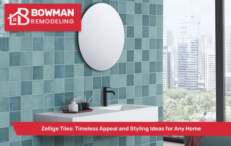 Zellige tiles installed on a bathroom wall with elegant design